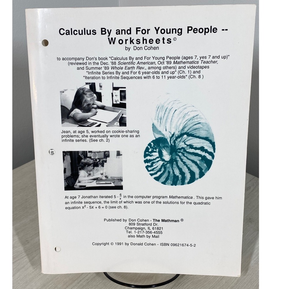 Calculus By and For Young People Worksheets Don Cohen The Mathman Math Workbook